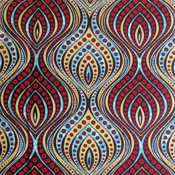 Preview: Afrikanischer Wax Print Stoff Baumwolle RED BLUE DIAMONDS